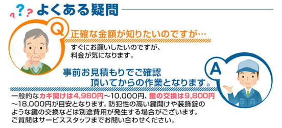 駆けつけカギの救急隊の費用・・の画像